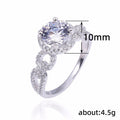 Luxury European Interlocking Round Simulated Diamond Ring With Super Sparkling Statement Design view 5