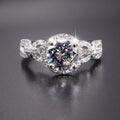 Luxury European Interlocking Round Simulated Diamond Ring With Super Sparkling Statement Design view 1
