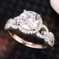 Luxury European Interlocking Round Simulated Diamond Ring With Super Sparkling Statement Design view 2