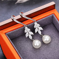 Luxury Long Pearl Drop Earrings For Women, Hook Waterdrop Dangle Earrings, Elegant Face Slimming Jewelry view 4