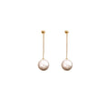 Elegant French Vintage Geometric Round Pearl Drop Studs Two Way Gold Alloy Long Dangle Earrings view 5
