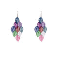 Bohemian Colorful Hollow Alloy Leaf Tassel Long Drop Dangle Statement Earrings view 5