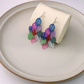Bohemian Colorful Hollow Alloy Leaf Tassel Long Drop Dangle Statement Earrings view 4