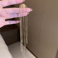 Korean Minimalist Alloy Irregular C Shape Chain Long Tassel Clip-on Earrings view 4