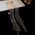 Korean Minimalist Alloy Irregular C Shape Chain Long Tassel Clip-on Earrings view 2