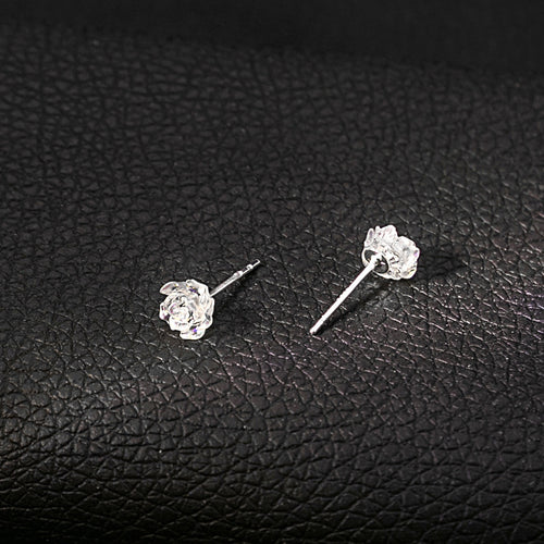 Elegant Translucent Acrylic Camellia Flower Studs With Silver Needle 3D Petal Aurora Cute Earrings