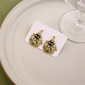 Cute Cartoon Cat In Flower Potted Plant Enamel Alloy Gold Tone Women's Stud Drop Earrings view 2