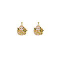 Cute Cartoon Cat In Flower Potted Plant Enamel Alloy Gold Tone Women's Stud Drop Earrings view 5