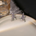 Luxury Purple Blue Gradient Crystal Butterfly Stud Earrings For Women Sweet Cool Alloy Zircon Earrings view 2