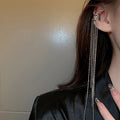Korean Irregular C Shape Alloy Chain Tassel Clip On Hoop Earrings For Women view 3