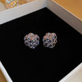 Zircon Geometric 3D Square Stud Earrings Minimalist Cool Style Silver Needle Jewelry view 2