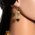 Vintage Luxury Gold Alloy Flower Emerald Crystal Teardrop Dangle Wedding Banquet Jewelry Earrings view 4