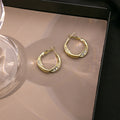 Elegant Gold Alloy Geometric Double Circle Hoop With Micro Paved Zircon Rhinestone Earrings view 2