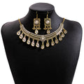 European Vintage Rhinestone Geometric Square Necklace And Teardrop Earrings Jewelry Set view 5