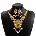 Vintage Ethnic Round Red Crystal Rhinestone Pearl Beaded Tassel Luxury Statement Dangle Earrings view 5