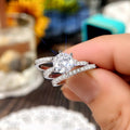 Japan Korea Three Layer Micro Paved Simulated Diamond Ring, Proposal Wedding Stack Ring Set view 3