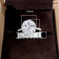 Sparkling Princess Oval Halo Zircon Ring Set, Luxury Banquet Fashion Jewelry For Women view 5