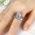 Sparkling Princess Oval Halo Zircon Ring Set, Luxury Banquet Fashion Jewelry For Women view 4