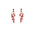 Luxury Zircon Leaf Tassel Drop Earrings For Women Vintage Geometric Full Rhinestone Statement Earrings view 5