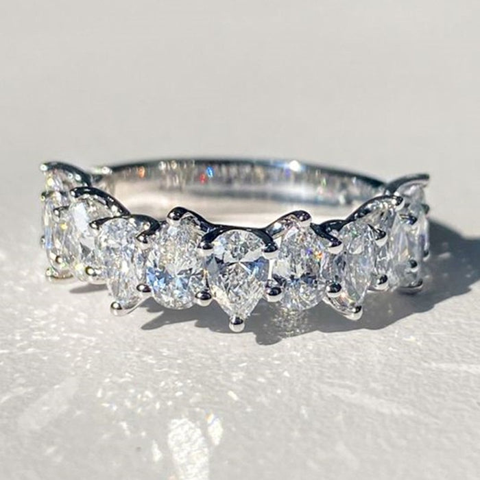 Sparkling Teardrop Spiral Ring For Women, Pave Stone Water Drop Birthday Gift Ring