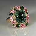 Women's Vintage Secret Garden Ring With Emerald Green Square Stone, Forest Princess Style view 1