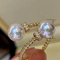 Simple Fashion Adjustable Open Ring With Twisted Band And Double Pearl Japanese Style view 4