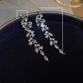 Light Luxury Long Floral Tassel Leaf Earrings For Women, Slimming Evening Dress Jewelry view 5