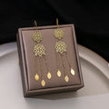 Vintage Palace Style Gold Alloy Heart And Flower Long Tassel Bridal Drop Dangle Elegant Earrings view 4