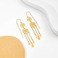 Vintage Palace Style Gold Alloy Heart And Flower Long Tassel Bridal Drop Dangle Elegant Earrings view 3