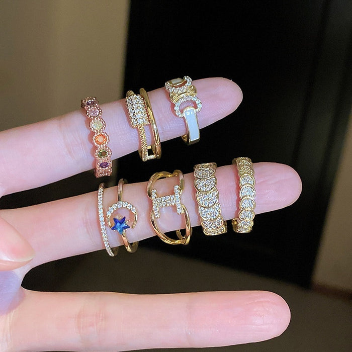 Minimalist Copper Zircon Geometric Open Ring For Everyday Commuter Style