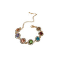 Colorful Dopamine Rhinestone Alloy Geometric Round Bangle For Women Light Luxury Sweet Style view 5