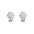 Chic Camellia Flower Stud Earrings With Zircon Pearl Woven Front Back Design view 5