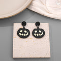 Cartoon Halloween Ghost Pumpkin Bat Devil Face Black Acrylic Drop Stud Party Earrings view 4