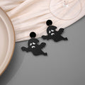 Cartoon Halloween Ghost Pumpkin Bat Devil Face Black Acrylic Drop Stud Party Earrings view 2