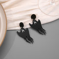 Cartoon Halloween Ghost Pumpkin Bat Devil Face Black Acrylic Drop Stud Party Earrings view 3