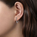 Small Zircon Hoop Earrings With Rhombus Detail, Minimalist Korean Style Women's Jewelry view 3