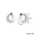 Star Moon Pearl Stud Earrings, Summer Niche Korean Fashion Small Ear Jewelry view 5