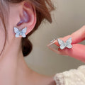 Light Luxury Gradient Artificial Crystal Flower Stud Earrings With Silver Posts For Women view 4