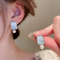 Light Luxury Gradient Artificial Crystal Flower Stud Earrings With Silver Posts For Women view 3