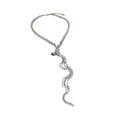 European Style Rhinestone Alloy Extra Long Double Layer Tassel Pendant Necklace For Women view 5