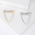 Alloy Rhinestone Bow Chain Brooch Pin For Simple Clothing Decoration view 1