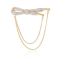 Alloy Rhinestone Bow Chain Brooch Pin For Simple Clothing Decoration view 6