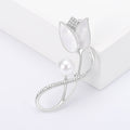 Alloy Rhinestone Shell Tulip Brooch Pin For Elegant Coats view 3