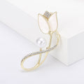 Alloy Rhinestone Shell Tulip Brooch Pin For Elegant Coats view 6