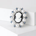 Alloy Pearl Rhinestone Lady Head Brooch Pin For Vintage Outfits view 2