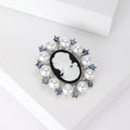 Alloy Pearl Rhinestone Lady Head Brooch Pin For Vintage Outfits view 3
