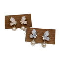 Chic Alloy Butterfly Drop Earrings With Gradient Faux Crystal Pearls And Silver Pins view 5