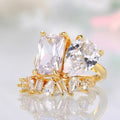 Water Drop Row Zircon Spiral Ring For Women Geometric Sparkling Couple Gift Jewelry view 3