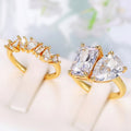 Water Drop Row Zircon Spiral Ring For Women Geometric Sparkling Couple Gift Jewelry view 2