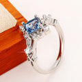 Princess Pattern Aquamarine Imitation Gemstone Index Ring With Rhombus Zircon Inlay view 4